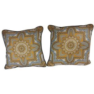 Pillow Perfect Outdoor Indoor Malacca Mandala Yellow Throw Pillows, 18.5" Patio